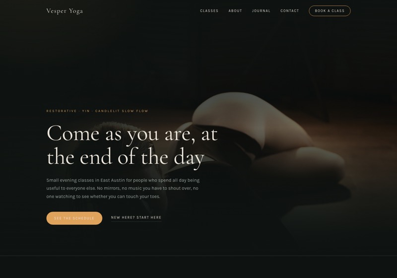 The Vesper website, shown on a desktop screen